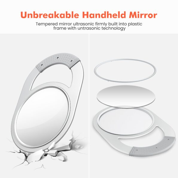 TASALON Unbreakable Barber Mirror - Round Hand Held Mirror, Hanging Handheld Mirror, Beauty Salon Essentials Barber Accessories Hand Mirrors with Handle for Men, Women, Self Cut and Hair Stylist