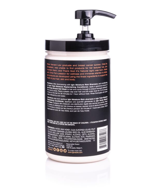 tgin Honey Miracle Hair Mask (Jumbo, 32 oz) for Natural Hair - Dry Hair - Curly Hair - Type 3c and 4c hair