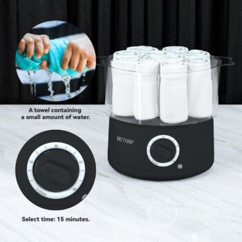 HYTOBP Quickly Heating Towel Warmer for Facials, Portable Towel Steamer That can Hold 8 Mini Wet Towels is a Timed Mini Towel Heater.(Black)