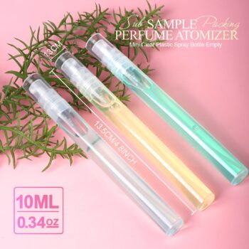 Fandamei Mini Spray Bottle, 10 Pack 10ml Mini Plastic Spray Bottle Empty, Fine Mist Refillable Mini Perfume Bottle, Perfume Atomizer, Small Empty Sample Containers, Plastic Portable Travel Bottle