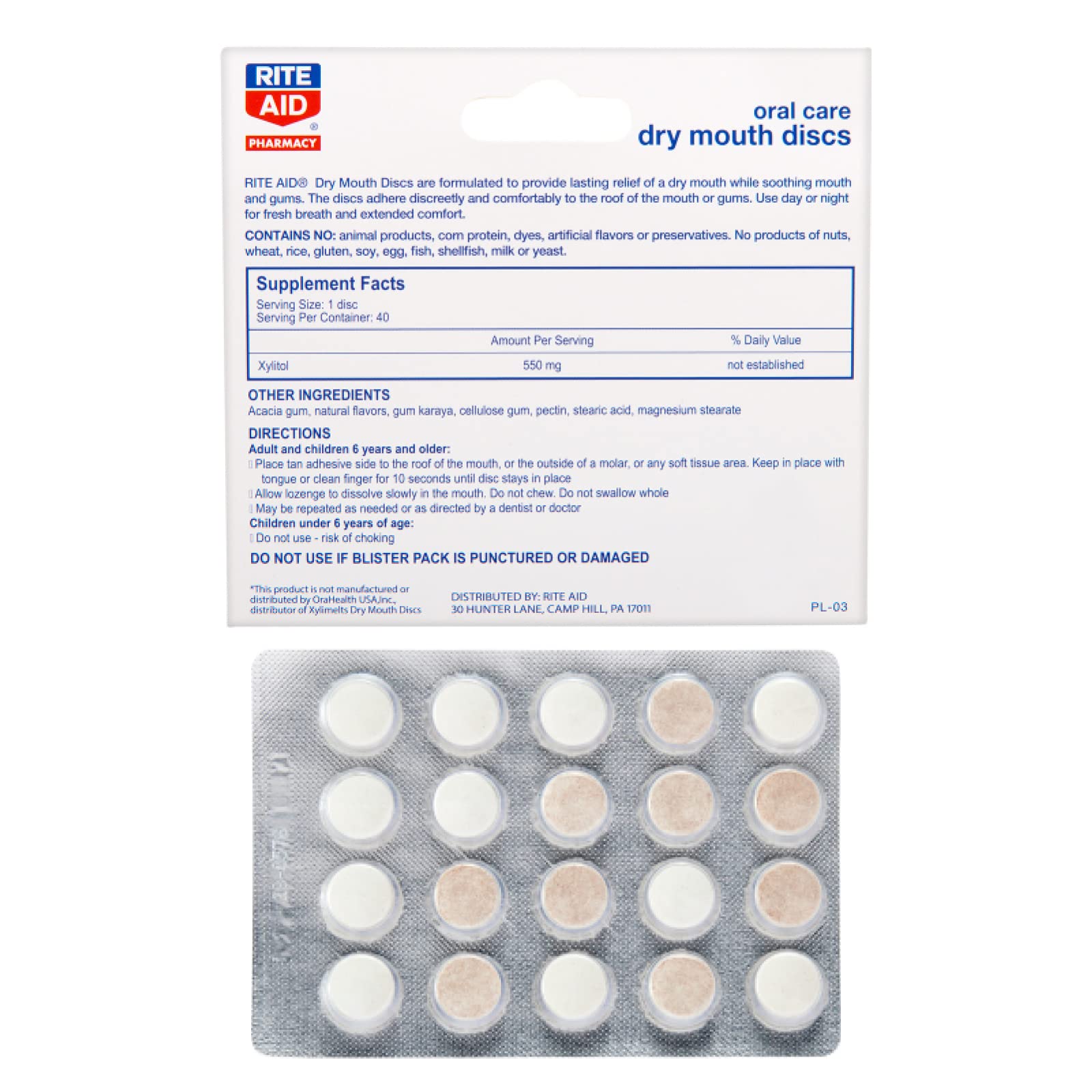 Rite Aid Dry Mouth Discs - 40 Discs | Mint Flavor Freshens Breath | Oral Care Dry Mouth Remedies | Dry Mouth Products | Dry Mouth Lozenges | Oral Hygiene Products | Mouth Moisturizer Breath Freshener