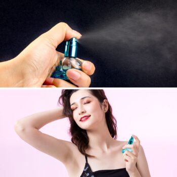 ICYANG Glass Spray Perfume Bottle, 7pcs 8ml Mini Spray Applicator Travel Unique Skull Shape Empty Glass Spray Perfume Bottles, Refillable Perfume Atomizer Vials, Random Color