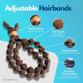 Bunzee Bands - Adjustable Length Hair ties | Cushioned No-Slip Design | Perfect for Crease free Thick Ponytails, Buns, Puffs and Updos | Patended (Small, Rain)
