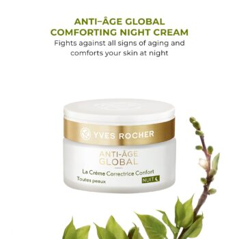 Yves Rocher Anti-Aging Comfort Night Cream | Smooth & Enhance Skin Radiance | 1.7 fl oz