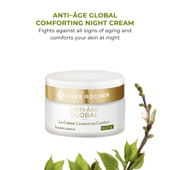 Yves Rocher Anti-Aging Comfort Night Cream | Smooth & Enhance Skin Radiance | 1.7 fl oz