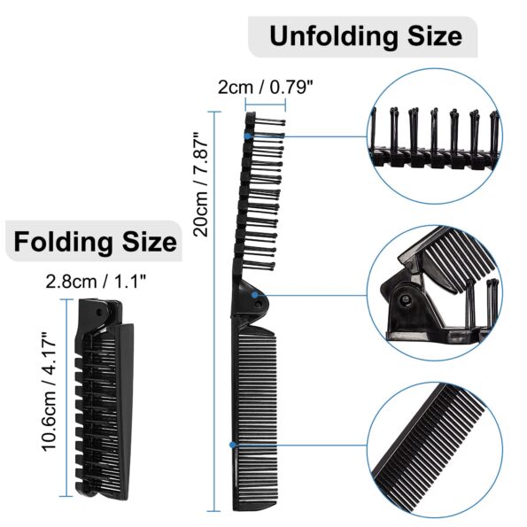uxcell Folding Hair Comb, Portable Travel Double Headed Straightener Combs, 1 Pcs Mini Hair Cutting Brush Hairdressing Tools for Thin/Thick Curly Hair for Women and Men (Black)