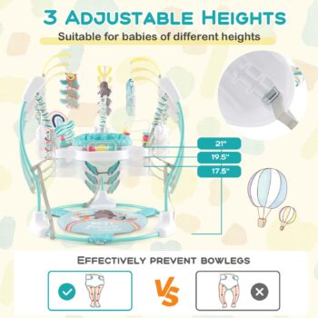 BABY JOY Baby Jumpers and Bouncers, Infant Activity Center with Music Lights Sounds, 360° Rotating Seat and 5 Adjustable Heights, Baby Play and Learning Center for 6-12 Months