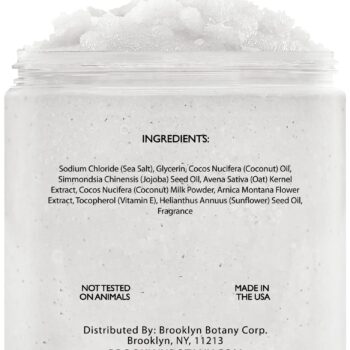 Brooklyn Botany Dead Sea Salt and Coconut Milk Body Scrub - Moisturizing and Exfoliating Body, Face, Hand, Foot Scrub - Fights Stretch Marks, Fine Lines, Wrinkles - Great Gifts for Women & Men - 10 oz