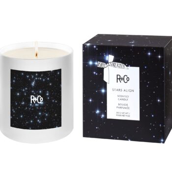 R+Co Stars Align Candle | Essence of Palo Santo + White Cedar Wood + Smoky Tobacco | Vegan + Cruelty-Free | 0.5 lb.