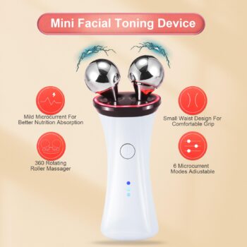 Microcurrent Facial Device, Face Massager Electric Face Lifting, Microcurrent Facial Device for Face and Neck, Best Present for Mother and Companion, Handheld Skin Care Face Toning Device(White2)