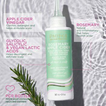 Pacifica Beauty | Rosemary Apple Cider Scalp Detox Tonic | Shampoo Pre-Cleanse | Clarifying | Removes Product Build-Up, Dirt, and Oil | For Irritated Scalps | Refreshing Mint | Vegan + Cruelty Free