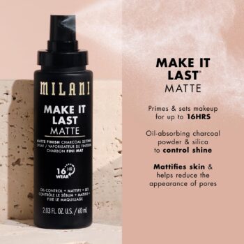 Milani Make it Last Charcoal Matte Setting Spray- (2.03 Fl. Oz.) Cruelty-Free Makeup Primer for Oily Skin - Long Lasting Finishing Spray
