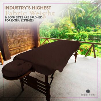 London Linens Extra Thick 3 Piece Set Massage Table Sheets Set - 100% Natural Cotton Flannel - Includes Massage Table Cover, Massage Fitted Sheet, and Massage Face Rest Cover (Mocha)