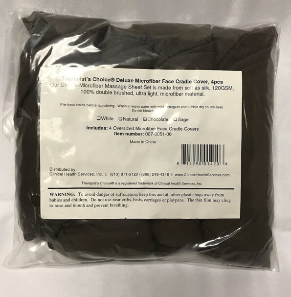 Therapist's Choice® Premium Deluxe Microfiber Massage Table Face Cradle Covers, 4pcs per package (Chocolate (Dark Brown))