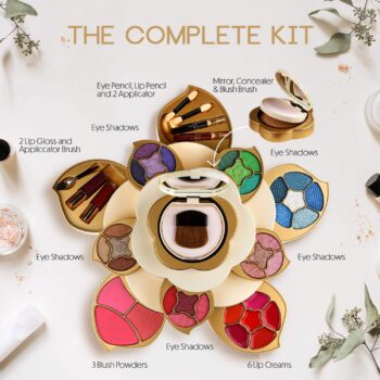 CoralBeau Makeup Kit for Teenagers, Makeup Pallets for Women, Eye Shadow Palette Makeup for Teen Girls Makeup Gift Set, Adult Eyeshadow Palette for Beginner, Flower Shaped Colorful Eyeshadow Palette