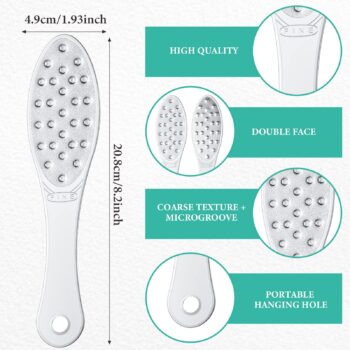 2 Pcs Stainless Steel Foot Scraper Metal Foot File Double Sided Foot File Callus Remover Professional Foot Rasp Scrubber for Wet or Dry Skin Easy to Clean Pedicure Tool Heel