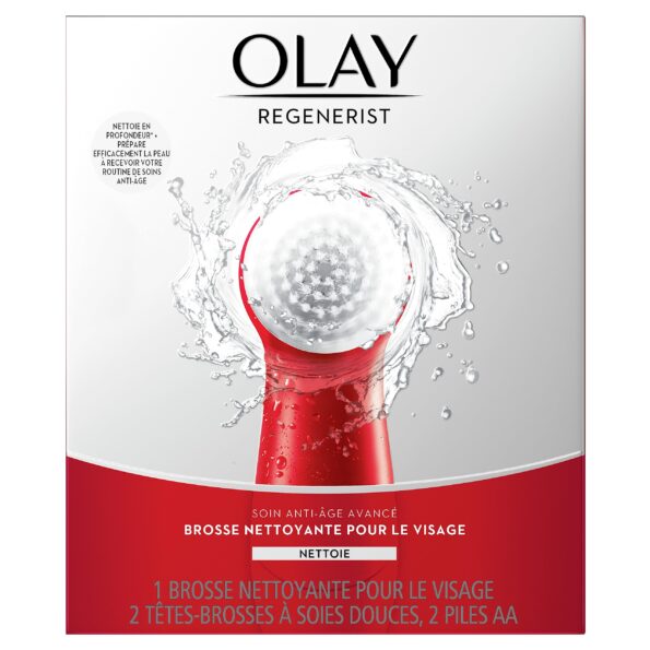Olay Facial Cleansing Brush Regenerist, Face Exfoliator with 2 Brush Heads