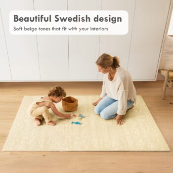 Lillefolk Baby Foam Play Mat - Baby Playmat | Tiles for Kids Interlocking Mat - Foam Baby Mat for Babies & Toddlers - Non Toxic Play Mat for Baby Tummy Time Mat 6x4ft Beige