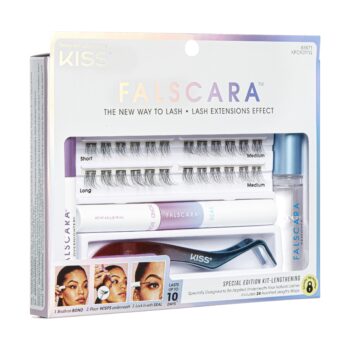 KISS Falscara False Eyelash Special Edition Starter Kit with Overnighter, Bond & Seal, Applicator, Remover, & 24 Lengthening Lash Wisps