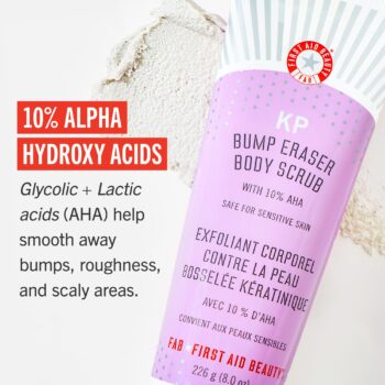First Aid Beauty KP Bump Eraser Body Scrub Exfoliant for Keratosis Pilaris with 10% AHA 4 oz.