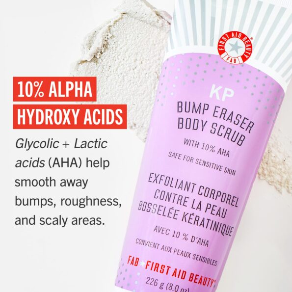 First Aid Beauty KP Bump Eraser Body Scrub Exfoliant for Keratosis Pilaris with 10% AHA 4 oz.