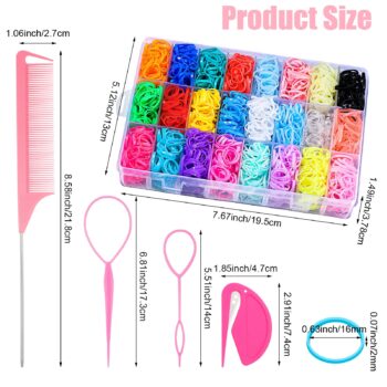 2000 Pcs Elastic Hair Rubber Bands for Girls, 24 Colors Small Girl Hair Ties Baby Hair Ties Elastic Rubber Bands with Topsy Tail Hair Tools Hair Accessories for Toddler Baby Girl Hair