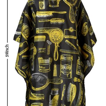 Borogo Professional Waterproof Hair Styling Cape Nylon Haircuting Salon Cape Gown Hair Salon with Snap Closure - 50" x 60" Yellow Prints