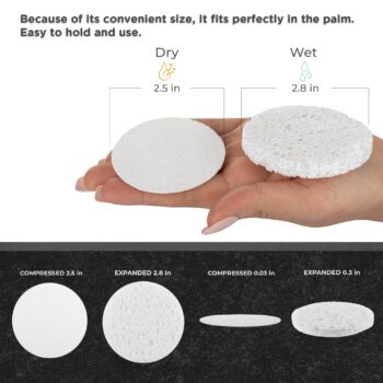 60-Count Compressed Facial Sponges|TiwinTi 100% Natural Cellulose Sponges|Face Cleansing|Makeup Remover|Facial Sponges for Estheticians|Exfoliating Sponge|Pore Exfoliation|Reusable,Travel Friendly