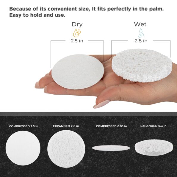 60-Count Compressed Facial Sponges|TiwinTi 100% Natural Cellulose Sponges|Face Cleansing|Makeup Remover|Facial Sponges for Estheticians|Exfoliating Sponge|Pore Exfoliation|Reusable,Travel Friendly