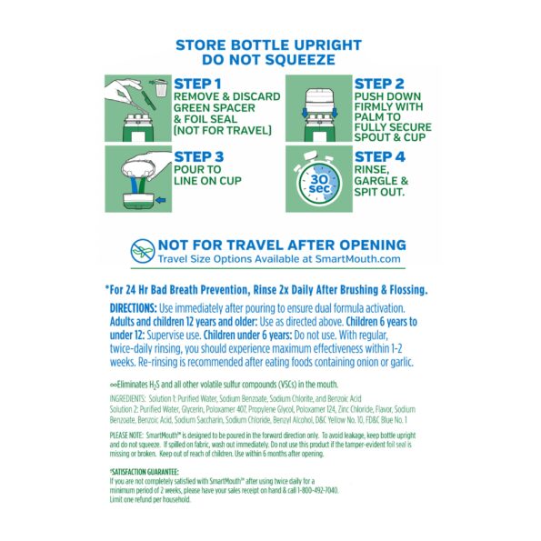 SmartMouth Activated Dry Mouth, Clinical DDS & Original Mouthwash, Mint, 16 fl oz Each