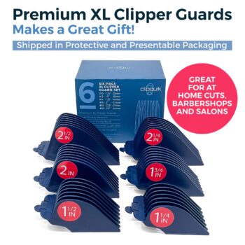 Clipquik Premium XL Clipper Guards, Strong & Sturdy 2.5 inch, 2.25", 2", 1.75", 1.5", 1.25" (#20, 18, 16, 14, 12, 10) Extra Long, Large Guide Comb Set Fits Most Wahl Full Size Hair Clippers