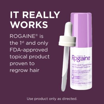 Women's Rogaine 2% Minoxidil Topical Solution for Hair Thinning and Loss, Topical Treatment for Women's Hair Regrowth, 3-Month Supply