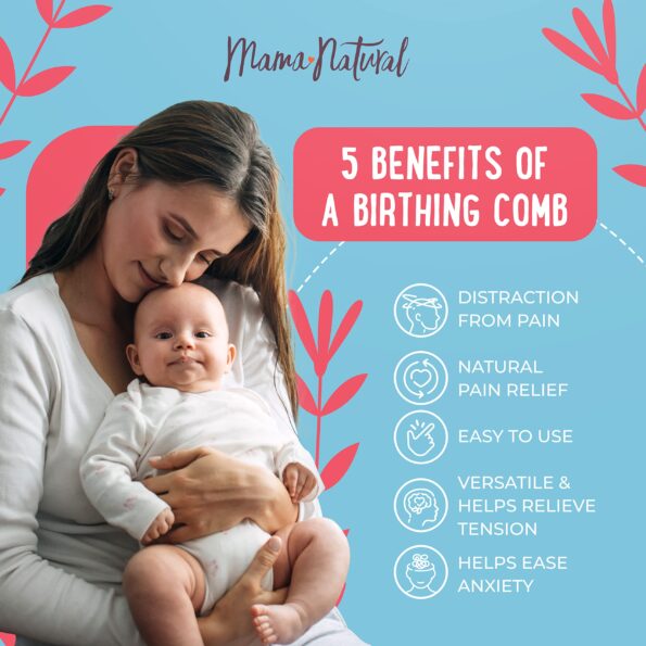 Mama Natural Birthing Comb For Labor Pain | Wooden Comb For Women - Labor Comb For Labor And Delivery Essentials | Wood Comb For Pregnancy Contraction, Labor Pain Relief & Labor Gifts For Women