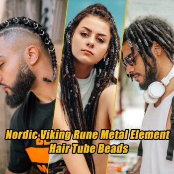 152PCS Vikings Hair Jewelry Beard Beads Norse Runes Tube Beads, Metal Clips Cuffs Rings, Hair Accessories for Braids Dreadlocks Beads for Hair Braiding Beard Decoration Bracelets Pendant Necklace DIY
