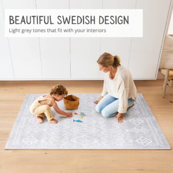 Lillefolk Baby Foam Play Mat - Baby Playmat | Tiles for Kids Interlocking Mat - Foam Baby Mat for Babies & Toddlers - Non Toxic Play Mat for Baby Tummy Time Mat 6x4ft Grey