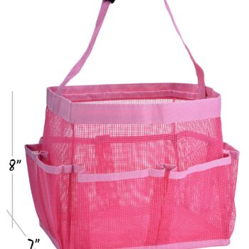 Mesh Shower Bag - Easily Carry, Organize Bathroom Toiletry Essentials while Taking a Shower. (9-Pockets | Pink)