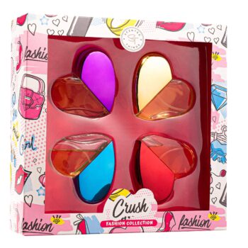 SCENTED THINGS Crush Body Spray Girl Perfume Set | Little Girls to Teen Girl Gifts, Girl Birthday Gift, Body Mist Perfume Set in Heart Shaped Bottles | Fashion Collection (4 Piece Set)